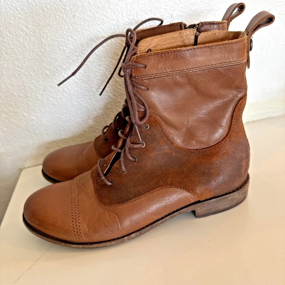 Womens Olukai Nani Kamea Lace up Boots Size 6.5 Brown‎ Ankle Combat
